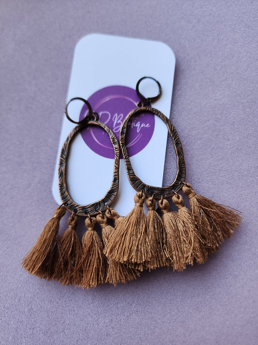 Boho Chic Fan Shaped Tassel Earrings