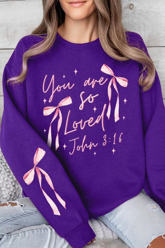 Pink Bow You Are So Loved Graphic Sweatshirt