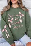 Pink Bow You Are So Loved Graphic Sweatshirt