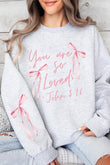 Pink Bow You Are So Loved Graphic Sweatshirt