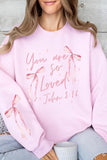 Pink Bow You Are So Loved Graphic Sweatshirt