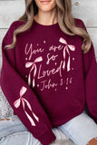 Pink Bow You Are So Loved Graphic Sweatshirt