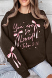 Pink Bow You Are So Loved Graphic Sweatshirt