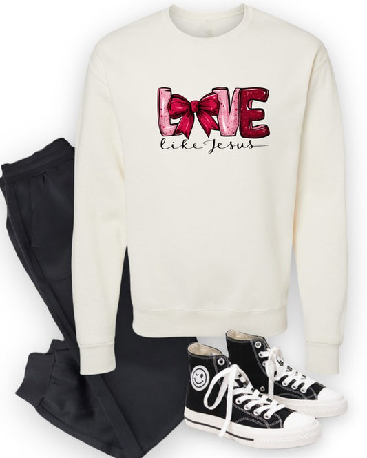 PLUS - Red Love Like Jesus Graphic Sweatshirt