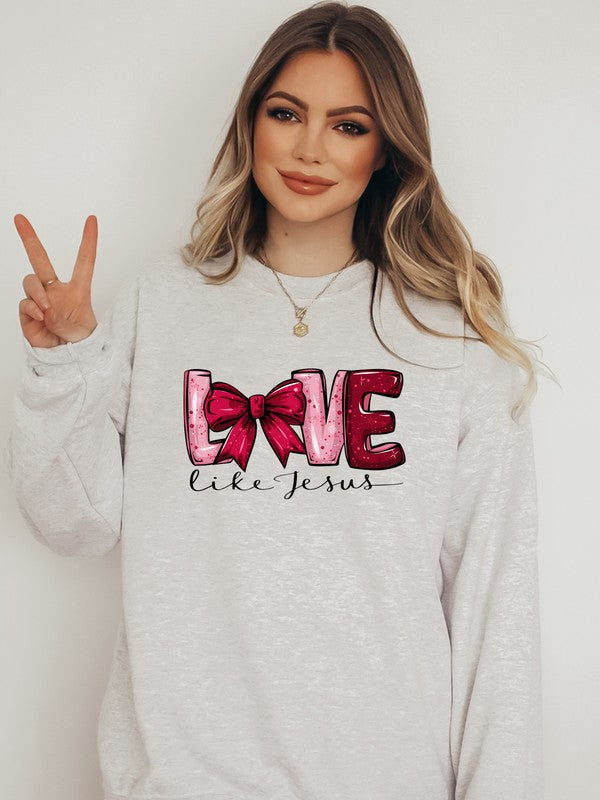 Red Love Like Jesus Graphic Sweatshirt