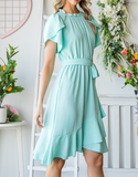 Woven Tulip Short Sleeve Dress - Mint
