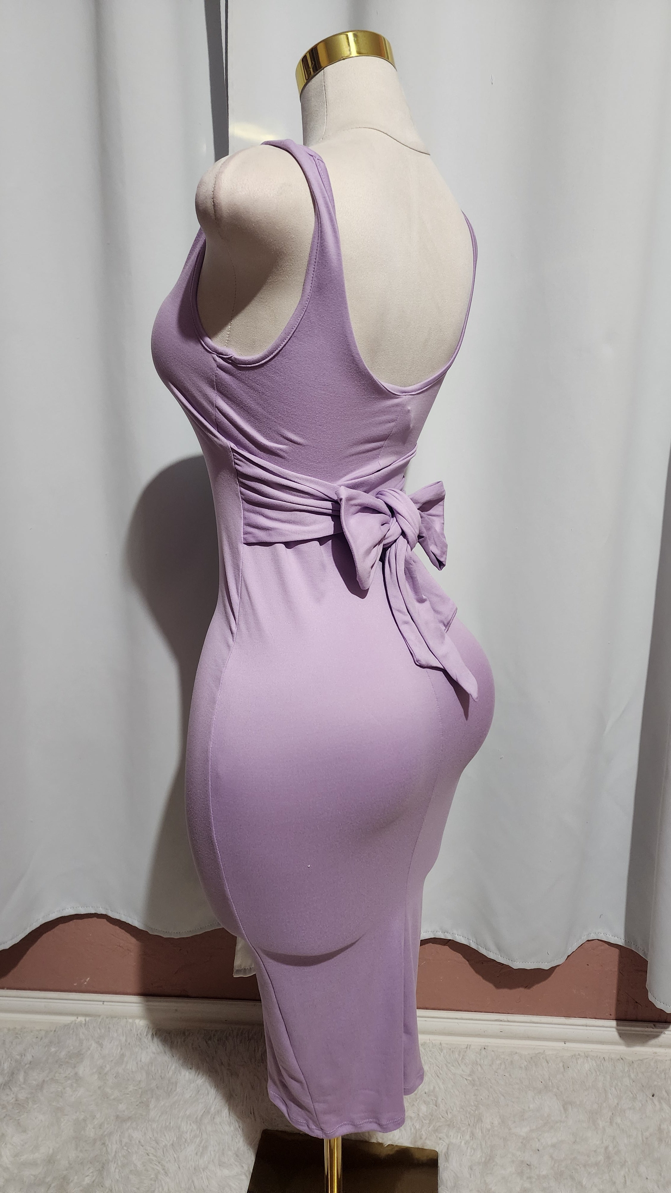 Conjunto de vestido y cárdigan de 2 piezas en lavanda